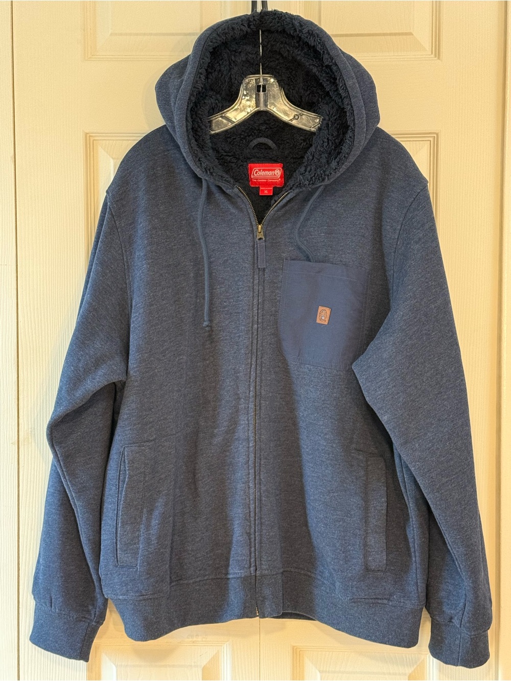 Coleman Navy Full-Zip Hooded Sherpa-Lined Sweater